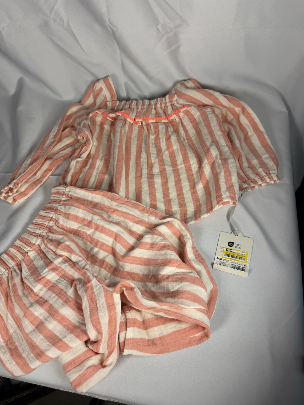 Target Girls Pink and White Striped Matching Top & Shorts Set